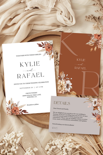 Terracotta Boho Wedding Invitation Suite