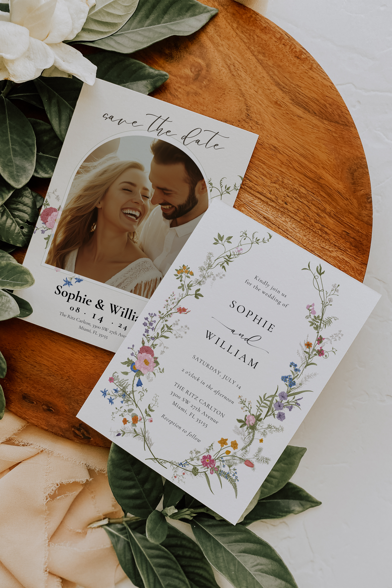 Wildflower Wedding Invitation Suite with Table Numbers