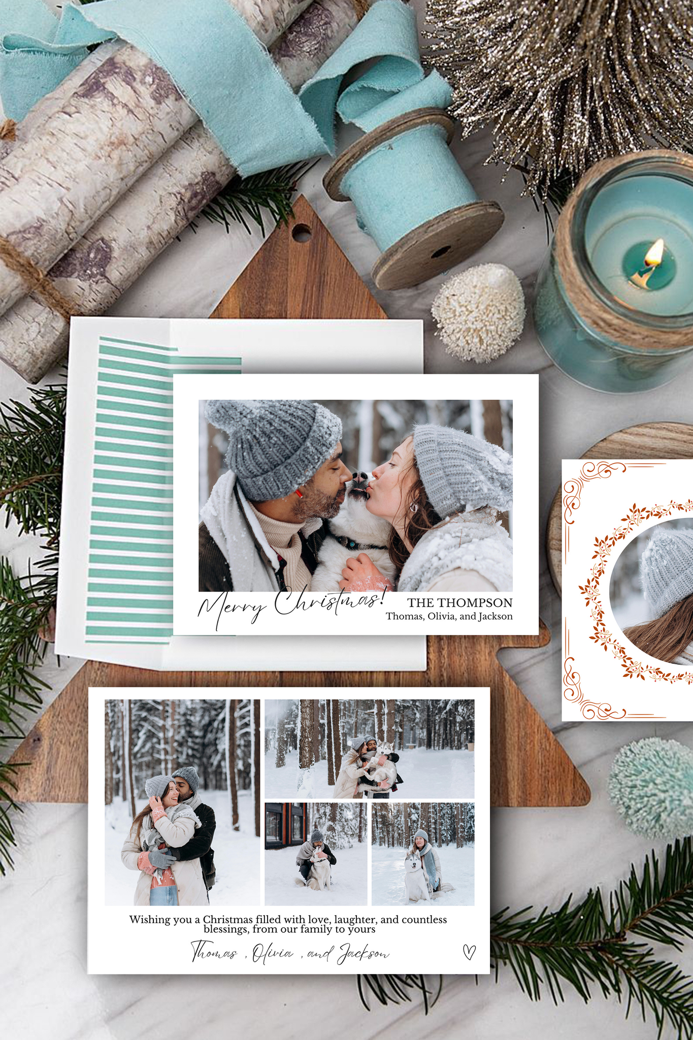 Modern Minimalist Holiday Printable Photo Cards