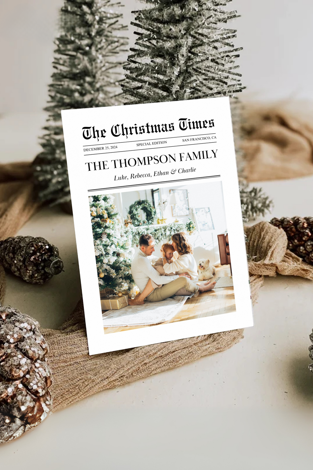 Newspaper Holiday Card Printable Template