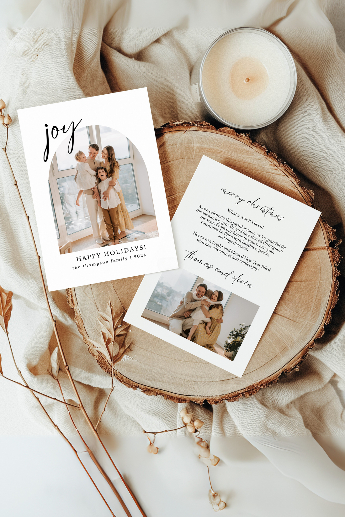 Modern Minimalist Holiday Printable Photo Cards