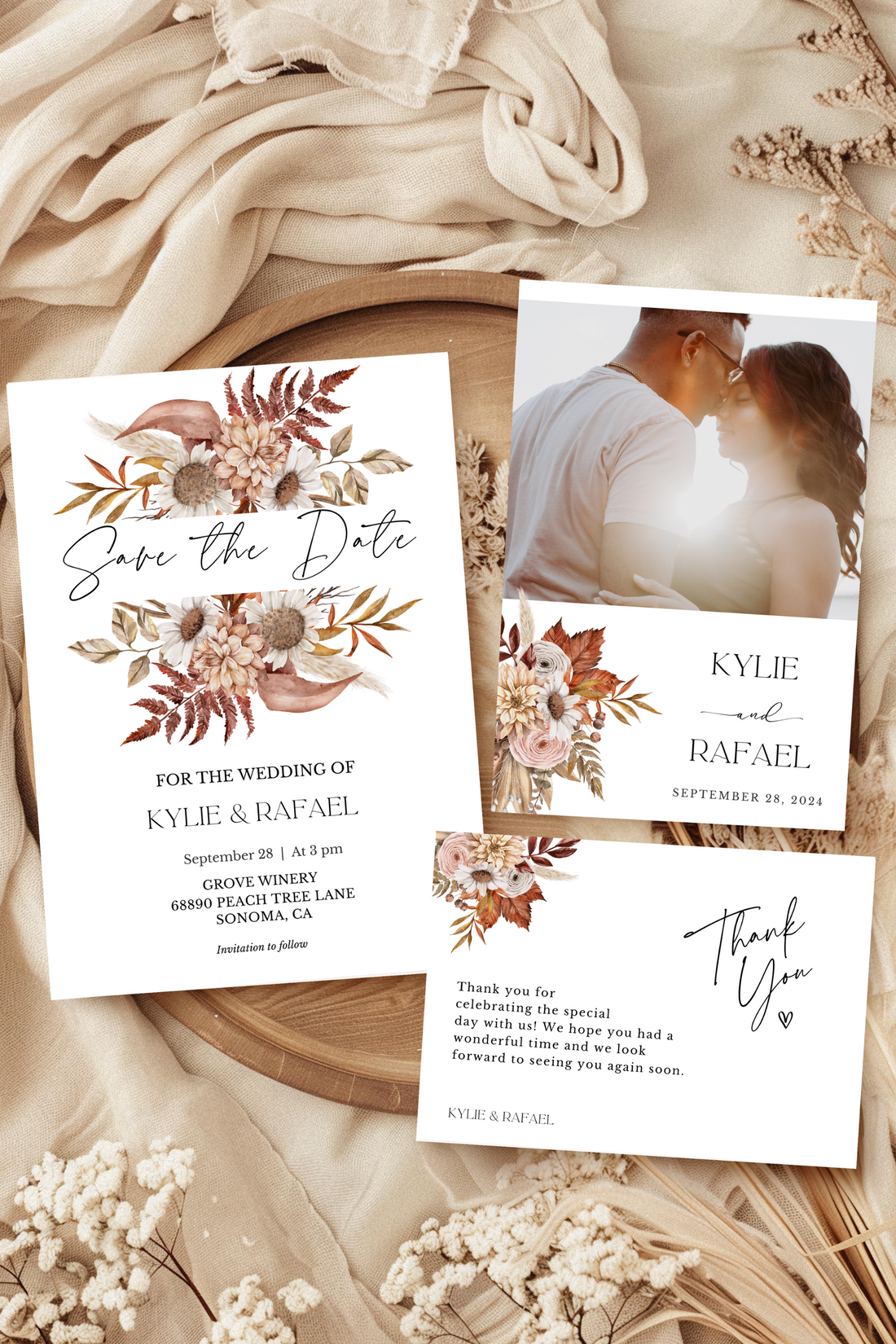 Terracotta Boho Wedding Invitation Suite