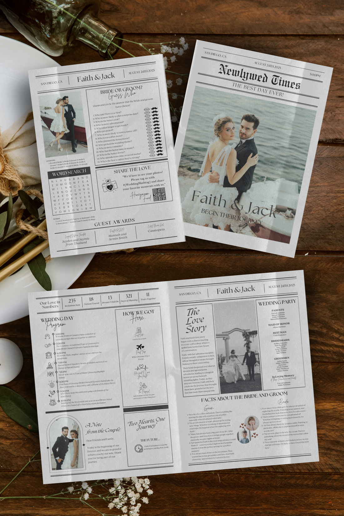 Wedding Newspaper Editable Template