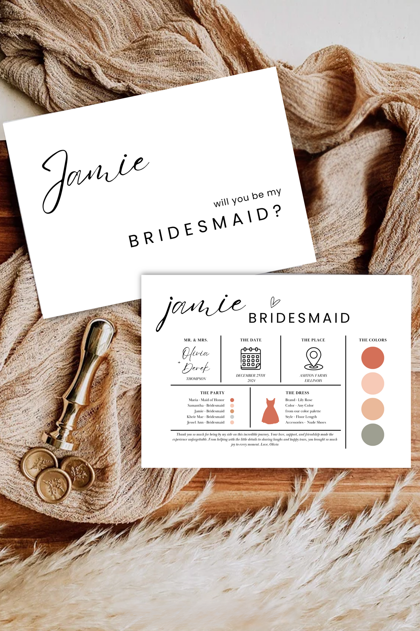 Minimalist Bridesmaid Proposal Cards