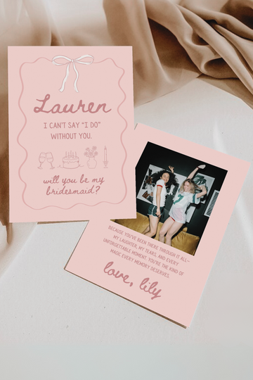 French Chic Wavy Line Bridesmaid Proposal Cards