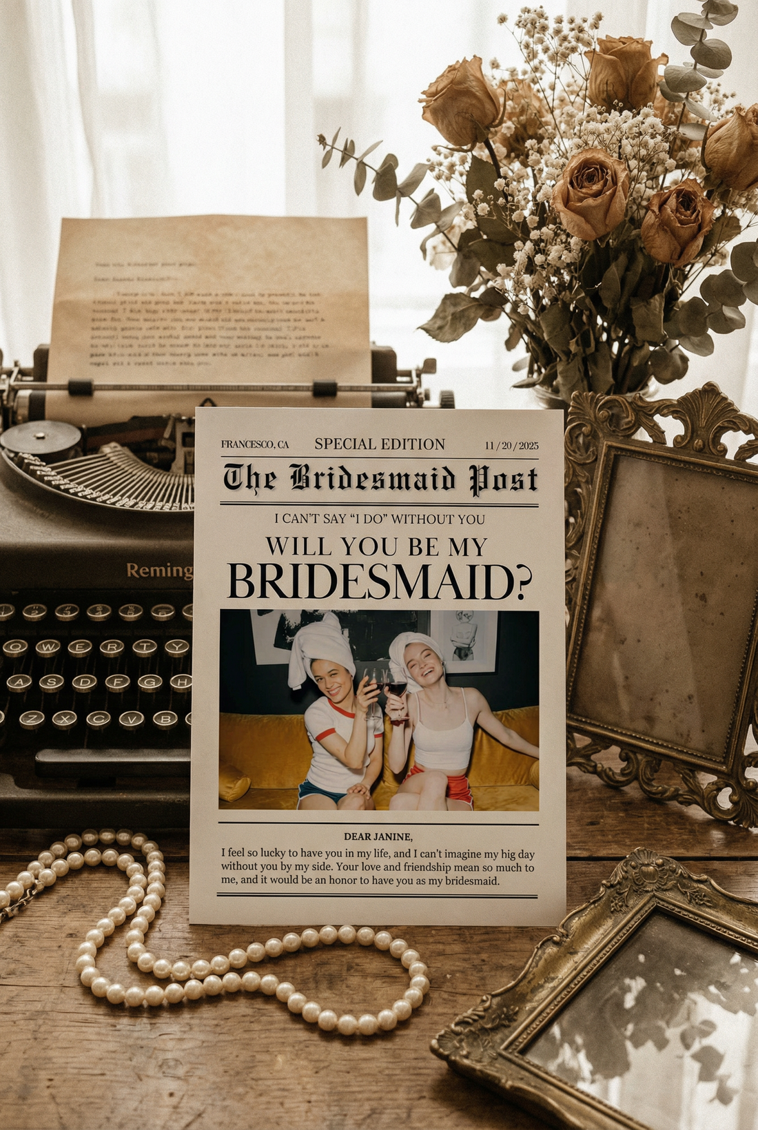 Newspaper-Style Bridesmaid Proposal Cards