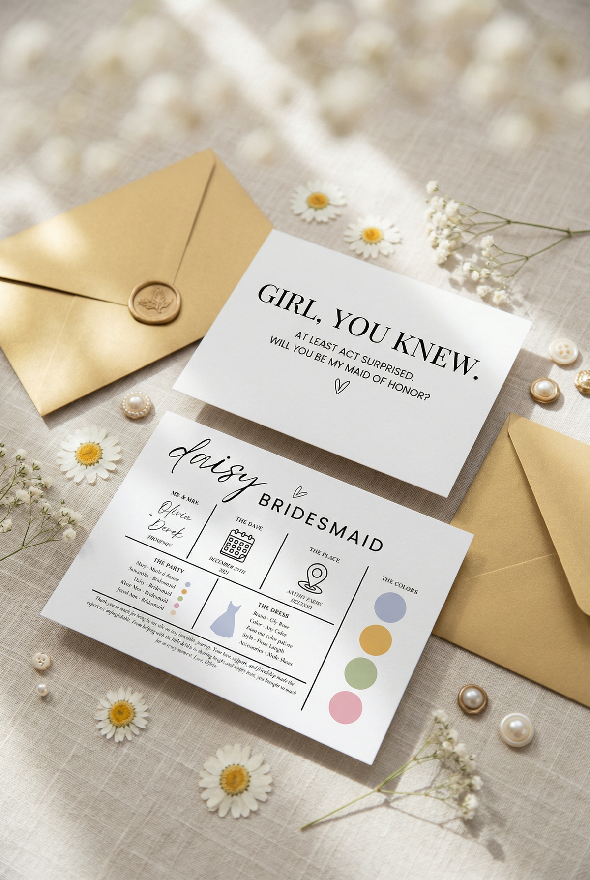 Minimalist Bridesmaid Proposal Card Canva Template